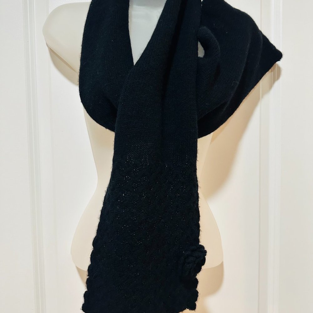 Portolano Women’s Black Wool & Cashmere Long Scarf (NWT)